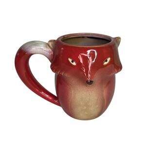 Gibson Home Fox Coffee Mug Ceramic Red Woodland Animal Cup Rustic Cottagecore